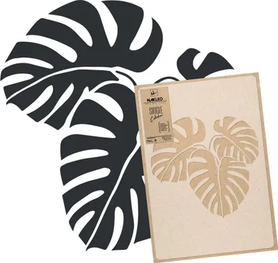 Produktbild von Blumen Große Malschablonen M 43x64 cm, Tropisches Monstera Palmenblatt Muster, Wiederverwendbare Kunststoff Wandschablone
