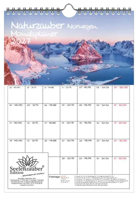 Produktbild von Naturzauber Norwegen Planer DIN A4 Kalender für 2027 Natur Reise Land Urlaub - Seelenzauber