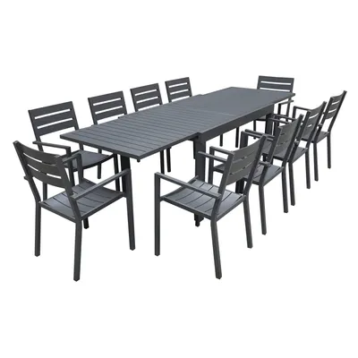 Produktbild von Ausziehbare Gartenmöbel VENEZIA 132/264 aus anthrazitfarbenem Aluminium - 10 Sitzplätze