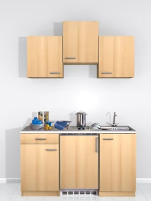 Produktbild von Singleküche mit E-Geräten - 150 cm breit - Buche – Namu