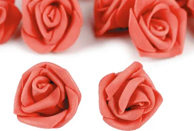 10 Deko-Rose Rosenblüte Rosenkopf 4,5 cm Foamrosen Schaumrosen, koralle