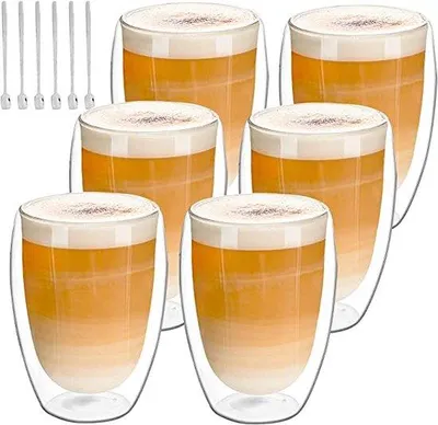 Produktbild von Famanu Latte Macchiato Gläser Set 6 x 350ml - Doppelwandig, elegant und praktisch
