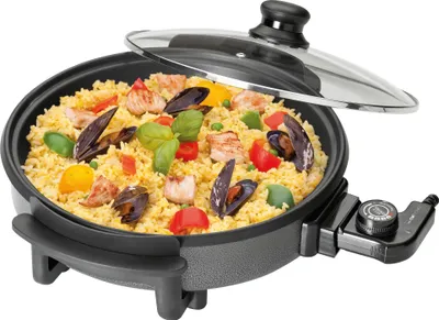 Produktbild von Clatronic Partypfanne | Multifunktionspfanne zum Kochen, Braten, Dünsten und Warmhalten | Antihaftbeschichteter Bräter | Inkl. Glasdeckel | PP 3401
