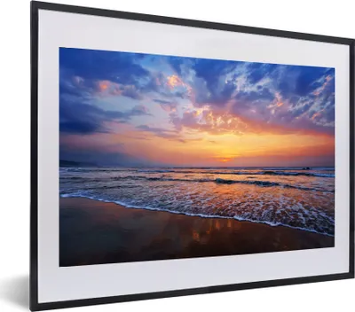 Produktbild von MuchoWow® MuchoWow® Gerahmtes Poster Meer - Sonne - Farben 60x40 cm - Poster mit zchwarzem Bilderrahmen - Schlafzimmer - Plakat in Rahmen - Drucken