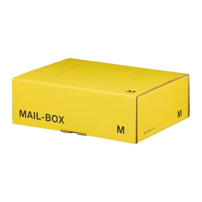Produktbild von 20x Versandkarton 331x241x104mm MAILBOX M mit Steckverschluss wiederverschließbar gelb