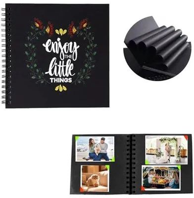 Produktbild von Ultiluxe Fotoalbum - Scrapbook Album - DIY Fotoboek - 17 x 17 cm - 40 schwarze Seiten - Hardcover - Schwarz