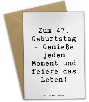 Produktbild von Mr. & Mrs. Panda babykarte Spruch 47. Geburtstag - Weiß - Geschenk, Grußkarten, Grußkarte, Happy Birthday, osterkarte, einladungskarten, Alter, Persönliche Geschenke