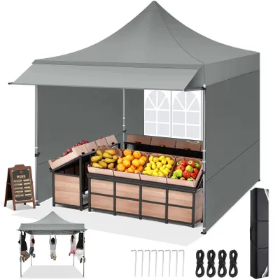 Image de Tente de réception - Tente pliante - Véranda de jardin - Abri de jardin - 3 x 3 mètres - Tissu Oxford résistant à l'eau