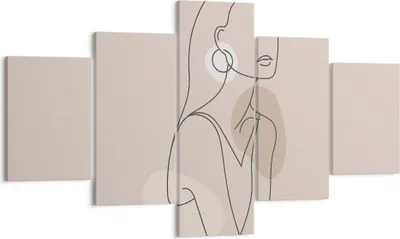 Produktbild von Bild auf Leinwand - Leinwandbild - 5 Teile - Stück Linie Frau - 125x70cm - Wand Bild - Wanddeko - Wandbilder - Leinwanddruck - Bilder - Wanddekoration - Leinwand bilder - Wandbild - EA125x70-4766