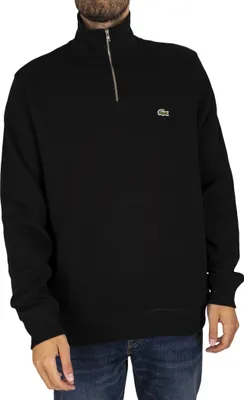 Produktbild von Lacoste Baumwoll-Sweatshirt mit 1/4-Reißverschlusskragen, Schwarz XXL
