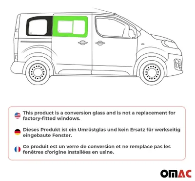 Produktbild von Schiebefenster Seitenfenster für Toyota Proace 2017-2024 Schwarz Rechts L1