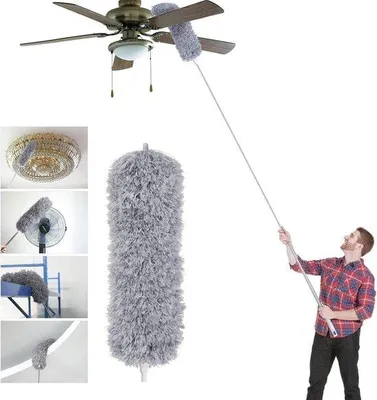 Zdjęcie produktu dla Teleskopowy mop – do czyszczenia powierzchni – elastyczna główka z mikrofibry – do 245 cm – kolor szary