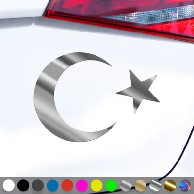 Produktbild von PantherPixel Türkei Aufkleber Wappen Flagge Fahne Türkiye Sticker Auto Geschenkidee Farbe Chrom-Silber