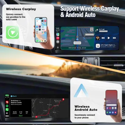 Imagen del producto de CarPlay y Android Auto inalámbricos – Compatible con Alfa Romeo Stelvio y Giulia (modelos 2017-2019) – Sistema de navegación GPS