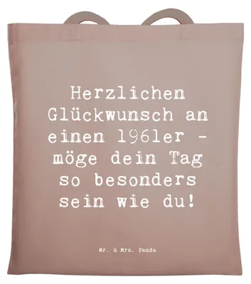 Produktbild von Mr. & Mrs. Panda schulterbeutel Spruch 1961 Geburtstag - Braun Pastell - Geschenk, 1961er, Erinnerungen, Jahrgang, Beutel, einzigartig, Glückwunsch, dokumententasche