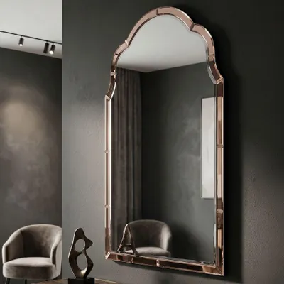 Zdjęcie produktu dla Lustro ścienne z ramą z różowego szkła 62x1x100 cm