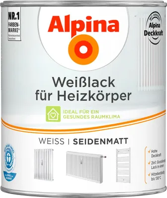 Produktbild von Alpina Weißlack für Heizkörper 750 ml seidenmatt