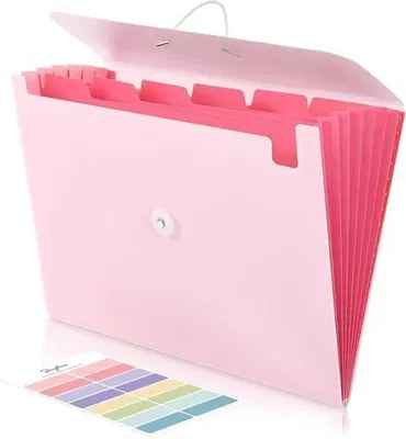 Produktbild von Dokumentenmappe A4, Fächermappe 7 Fächern, Mappe Mit Gummizug, Document Organizer/Ordner/Ordnungsmappe Für Büro Hause Schule Dokumente(Rosa)