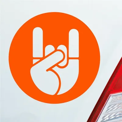 Produktbild von Auto Aufkleber Heavy Metal Gruß Pommesgabel Festival 10x10 cm Orange Sticker Heckscheibenaufkleber