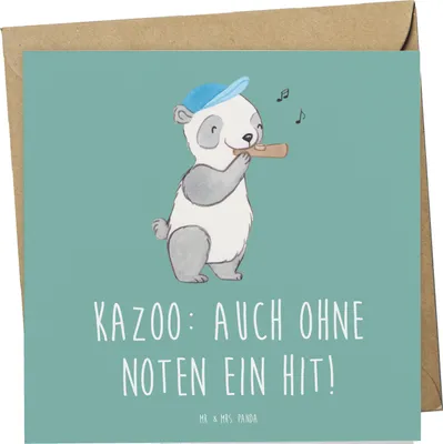 Produktbild von Mr. & Mrs. Panda Grußkarte Kazoo Hit - Meeresbrise - Geschenk, Musikinstrument, Musiker, Klappkarte, Glückwunschkarte, Instrument, Musik, faltkarte, anlasskarte, Lernen