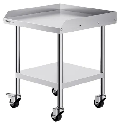 Obrázok produktu pre Pracovný stôl z nehrdzavejúcej ocele, 61 cm x 61 cm, komerčný stôl na prípravu jedál so 4 kolieskami
