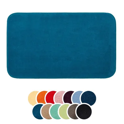 Produktbild von liebling Badteppich, 100% Polyester, mit Anti-Rutsch Beschichtung, saugstark, Serie Santos, 50 x 70 cm, 1500 g/m², bei 30 Grad waschbar, petrol