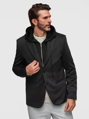 Produktbild von OMBRE Blazer Regular Fit mit Kapuze und Taschen M168 black L