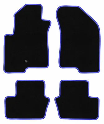 Zdjęcie produktu dla Dywaniki samochodowe welurowe CARLUX-BLUE do: Jeep Compass MK49 (2007-2017, SUV) czarne z niebieskim obszyciem, z mocowaniami
