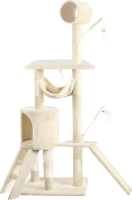 Produktbild von VOUNOT® Kratzbaum XXL mit Kratzbrett Sisalseil für Katzen, Katzenbaum 155cm, Beige