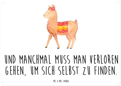 Produktbild von Mr. & Mrs. Panda tafel Alpaka Stolz DIN A5 - Weiß - Geschenk, Blechschild, Türschild, Wandbild, Lama, Schild, Retro