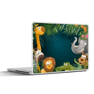 Produktbild von MuchoWow® Laptop Aufkleber Sticker Cover Farben - Dschungeltiere - Blätter - Mädchen - Jungen - Kinder 40x30 cm - Laptop Dekoration - Selbstklebend