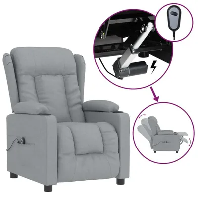 Image de vidaXL Fauteuil relax électrique gris clair Tissu