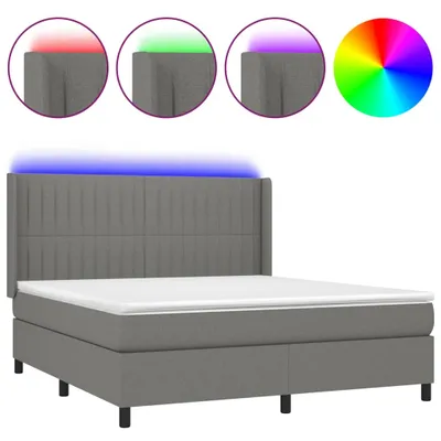 Obrázek produktu pro vidaXL Postel Boxspring s matrací a LED diodami Tmavě šedá 160x200 cm Látka