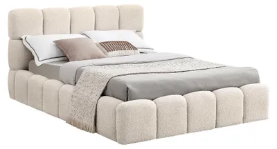 Obrázok produktu pre Kondela Čalúnená manželská posteľ s kovovým roštom Sorela 140x200 cm - béžová