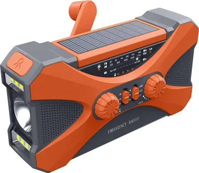 Produktbild von Notfallradio für Katastrophenfälle – Solarbetrieben – Manuell aufziehbare Kurbel – Batteriebetrieb – USB-Anschluss – Taschenlampe – 10000 mAh – LED – Solar