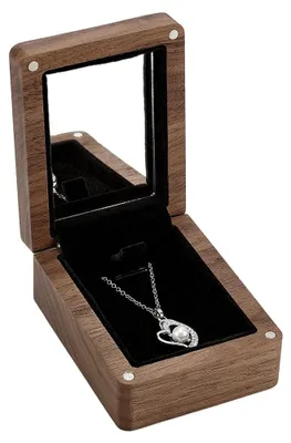 Imagen del producto de Caja de joyería de madera para collares, con espejo