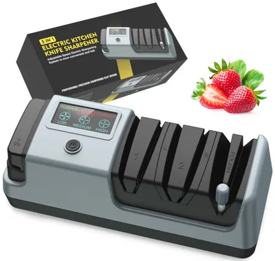 Elektrischer Messerschärfer 5-in-1, 3 Geschwindigkeiten, grau