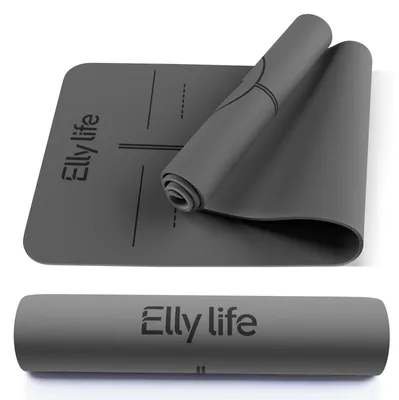 Produktbild von Yogamatte Gymnastikmatte Fitnessmatte - 183 x 61 cm - 5 mm - Rutschfest - Mit Ausrichtungslinien