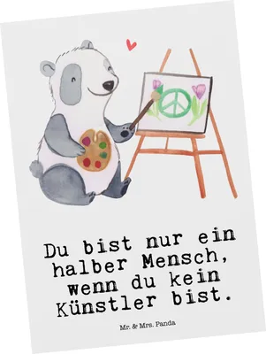 Produktbild von Mr. & Mrs. Panda Postkarte Künstler Herz - Weiß - Geschenk, Spruch, Postkarten, bildkarte, Grußkarte, Maler, Lustig, Ansichtskarten, Kunstschule, Ansichtskarte