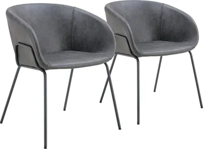 Image de Lot de 2 chaises en simili gris foncé ANDRÉ
