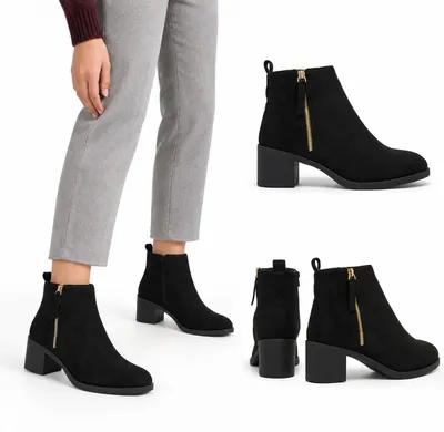 Produktbild von Royalfashion Schwarze Damenstiefel aus Öko-Wildleder Rejerry, Größe 38