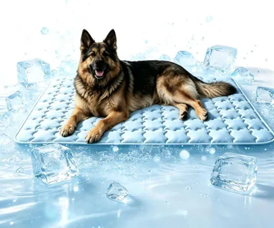 Produktbild von Atmungsaktive, rutschfeste und waschbare Kühlmatte für Hunde im Sommer – Kühlkissen für Haustiere für drinnen und draußen
