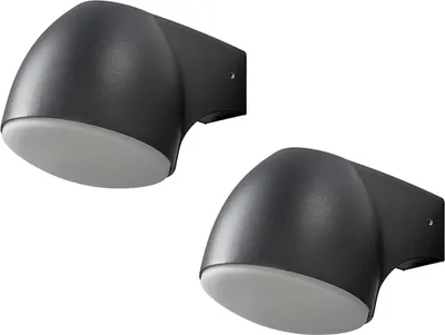 Produktbild von 2er Set Außenwandleuchte Alu schwarz Downlight LED IP44 Außenleuchte Wandlampe
