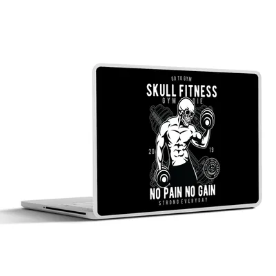 Produktbild von MuchoWow® Laptop Aufkleber Sticker Cover Gewichte - Fitness - Skelett - Vintage 31x22.5 cm - Laptop-Deko