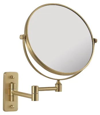Wand-Make-up-Spiegel, 3-fach Vergrößerung, mattgold, 18 cm Ø, ausziehbar