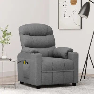 Image de The Living Store Fauteuil de massage électrique Gris clair Tissu
