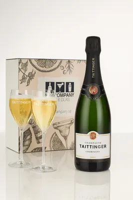 Produktbild von Taittinger Champagne Brut Réserve 0,75L - Geschenkset mit 2 Original Taittinger Champagnergläsern - 12,5% Vol.- [Enthält Sulfite]