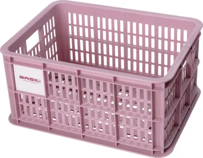 Produktbild von Basil Fahrradkiste S, 17,5L, rosa, recycelter Kunststoff, 39x29x20cm, kompati...
