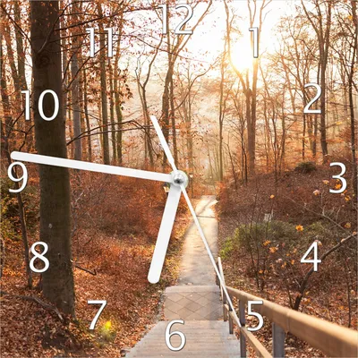 Produktbild von Wallario Design Wanduhr Weg in den Sonnenuntergang aus Echtglas, Größe 20 x 20 cm