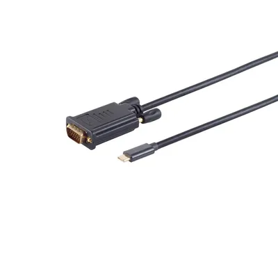 Produktbild von S/CONN 10-59045, 3 m, USB Typ-C, VGA (D-Sub), Männlich, Männlich, Gerade